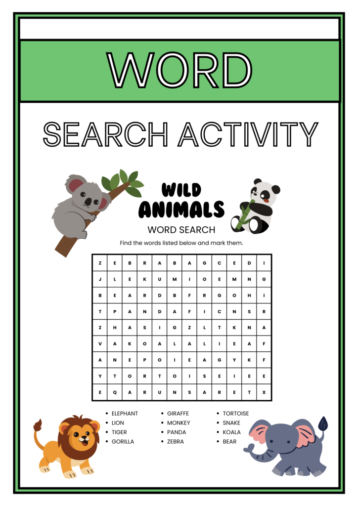 Word Search Worksheet